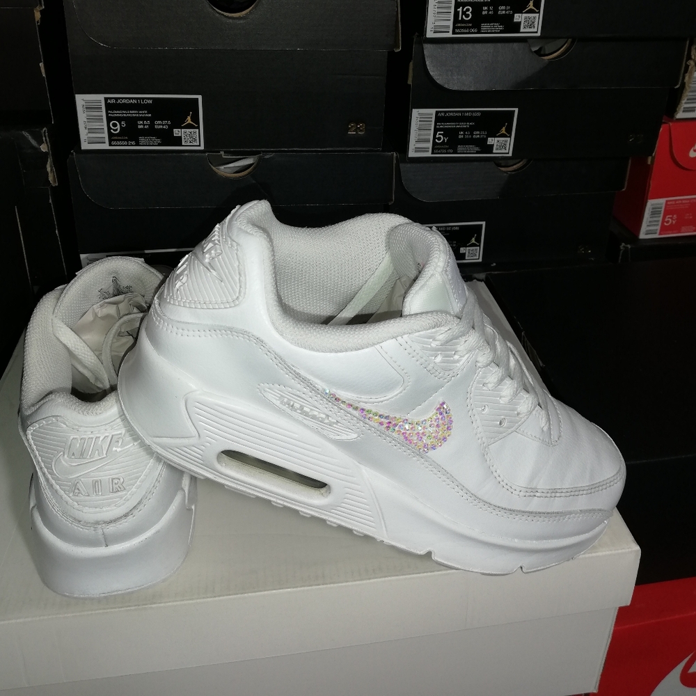 NIKE AIR MAX 90S "SWAROVSKI CRYSTALS CUSTOMIZED WOMEN'S US SIZE 8.5 GREAT COND - Picture 12 of 12